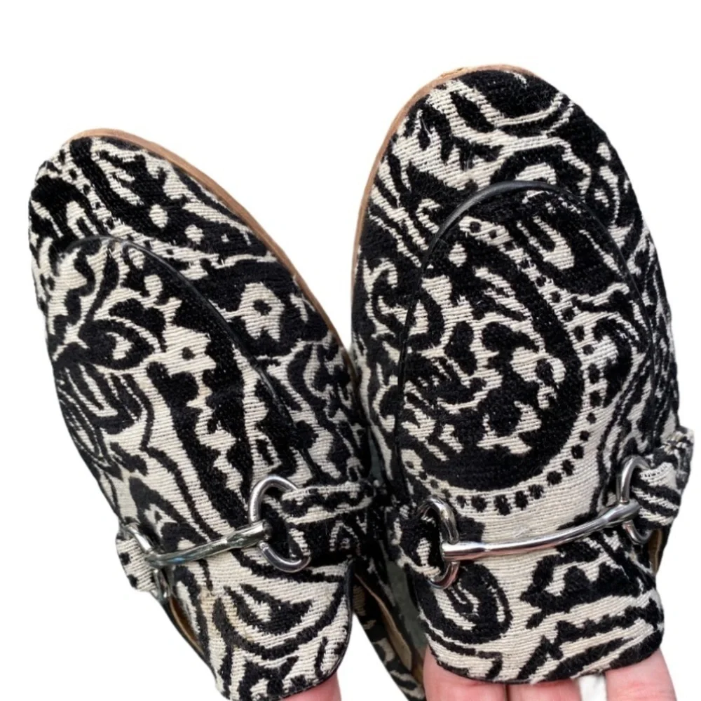 Topshop Kylie tapestry black white loafer shoes 39
